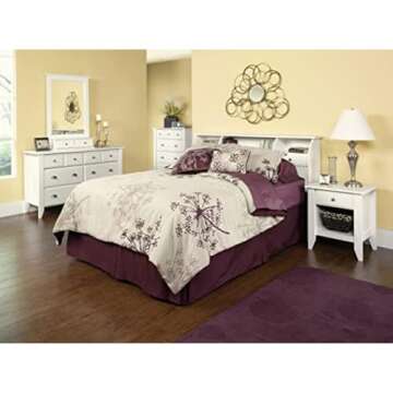 Sauder Shoal Creek 6 Bedroom Dresser Chest of Drawers, L: 54.65" x W: 18.43" x H: 33.03", Soft White Finish