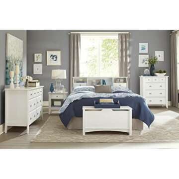 Sauder Shoal Creek 6 Bedroom Dresser Chest of Drawers, L: 54.65" x W: 18.43" x H: 33.03", Soft White Finish