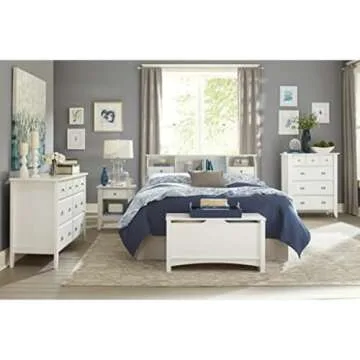 Sauder Shoal Creek 6 Bedroom Dresser Chest of Drawers, L: 54.65" x W: 18.43" x H: 33.03", Soft White Finish