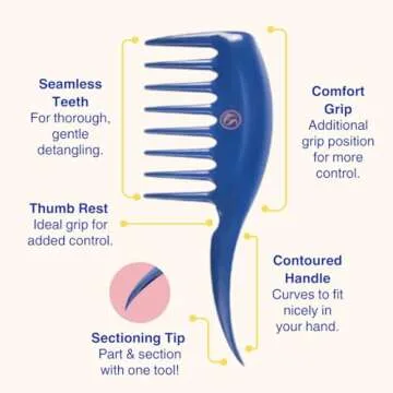 KAZMALEJE Wide Tooth Comb for Curly Hair Detangling