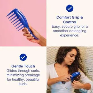KAZMALEJE Wide Tooth Comb for Curly Hair Detangling