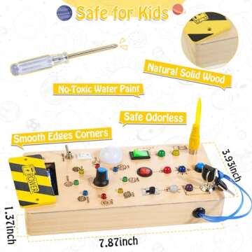 WOODMAM Montessori Toddler Busy Board, Baby Sensory Travel Toys with Strap, Wooden Planets Busy Board with LED Light, Learning Toys Birthday for Boy Girl Age 3+