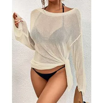 Bsubseach Crochet Swimsuit Coverup for Women Sheer Bathing Suit Cover Ups Kintted Swimwear Bikini Be...