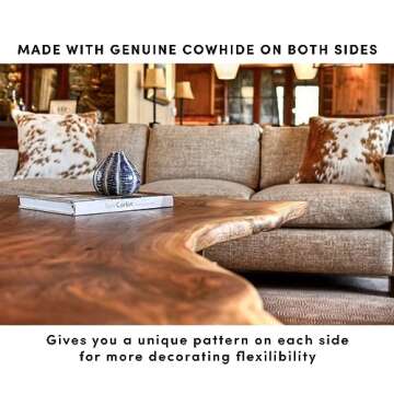 Cowhides Direct Genuine Cowhide Throw Pillow (Black & White, 20x20) - Authentic Brazilian Cowhide Pillow Cover with Plush Inserts - Luxury Cow Fur Pillow for Home Décor