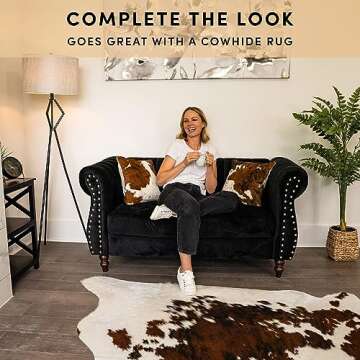 Cowhides Direct Genuine Cowhide Throw Pillow (Black & White, 20x20) - Authentic Brazilian Cowhide Pillow Cover with Plush Inserts - Luxury Cow Fur Pillow for Home Décor