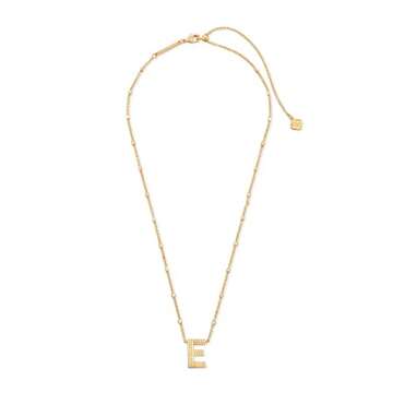 Kendra Scott Letter E Pendant Necklace for Women, Fashion Jewelry, 14k Gold-Plated Brass, Gold Metal...
