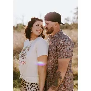 Women Vintage Rock Band T Shirt Fashion Rock Music Graphic Tees Shirt Summer Short Sleeve Casual Tees for Rock Lovers (L, Beige)