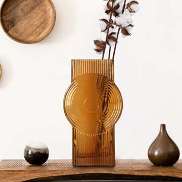 Amber Hand Blown Glass Vase for Modern Decor