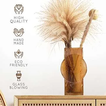 Amber Hand Blown Glass Vase for Modern Decor