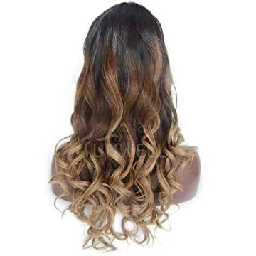 SUNWELL 360 Lace Frontal Wig Pre Plucked Virgin Brazilian Human Hair 360 Lace Wigs with Baby Hair for Women Body Wave #1B/4/27 Ombre Color 3 Tone 22"