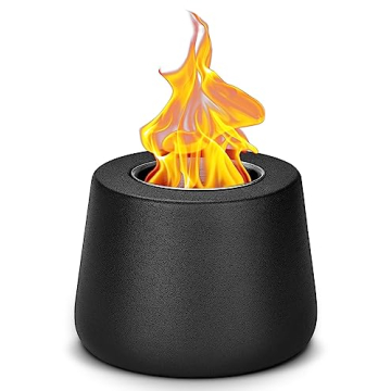 Tabletop Fire Pit Fireplace Indoor: Mini Personal Table top Firepit Fire Place Rubbing Alcohol Flame Bowl for Smores Maker Outdoor Patio Portable Smokeless Firebowl - Black Ceramic