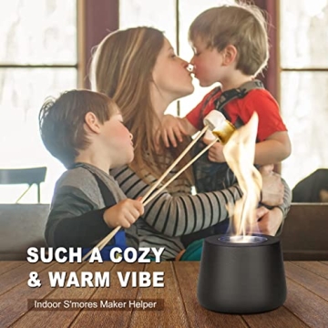 Tabletop Fire Pit Fireplace Indoor: Mini Personal Table top Firepit Fire Place Rubbing Alcohol Flame Bowl for Smores Maker Outdoor Patio Portable Smokeless Firebowl - Black Ceramic