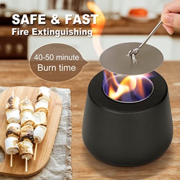 Tabletop Fire Pit Fireplace Indoor: Mini Personal Table top Firepit Fire Place Rubbing Alcohol Flame Bowl for Smores Maker Outdoor Patio Portable Smokeless Firebowl - Black Ceramic
