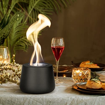 Tabletop Fire Pit Fireplace Indoor: Mini Personal Table top Firepit Fire Place Rubbing Alcohol Flame Bowl for Smores Maker Outdoor Patio Portable Smokeless Firebowl - Black Ceramic