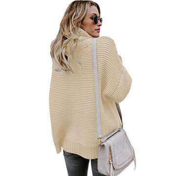 Asvivid Oversized Turtle Neck Sweater for Women