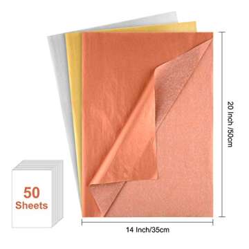 MIAHART 50 Sheets Tissue Paper Bulk 20X14 Inch Metallic Gift Wrap Paper Gift Wrapping Accessory Wrap for Wedding Birthday Party Favor Decor DIY Fringes Shredded Fill Confetti (Mix Color)