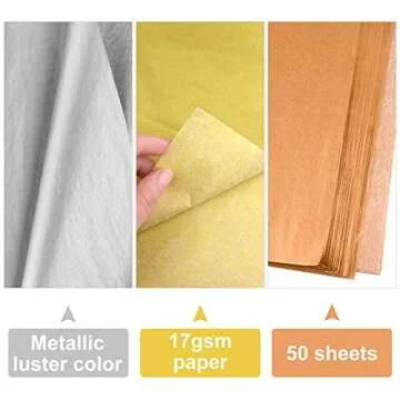 MIAHART 50 Sheets Tissue Paper Bulk 20X14 Inch Metallic Gift Wrap Paper Gift Wrapping Accessory Wrap for Wedding Birthday Party Favor Decor DIY Fringes Shredded Fill Confetti (Mix Color)