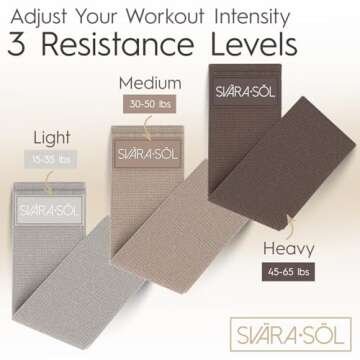 Svära Söl Fabric Resistance Bands Set of 3 for Legs, Glutes, Arms, Booty Bands for Women and Men, ...