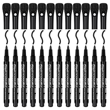 JR.WHITE Fine Tip Dry Erase Markers - Low Odor, Magnetic Eraser Cap