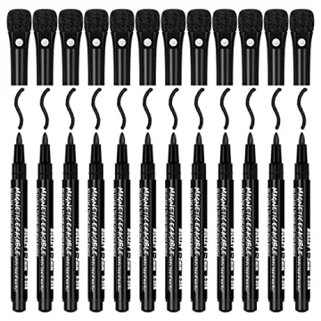 JR.WHITE Fine Tip Dry Erase Markers - Low Odor, Magnetic Eraser Cap