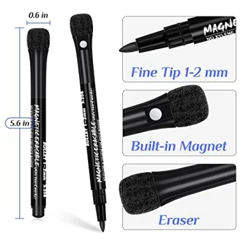 JR.WHITE Fine Tip Dry Erase Markers - Low Odor, Magnetic Eraser Cap