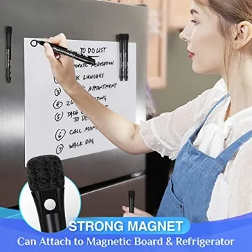 JR.WHITE Fine Tip Dry Erase Markers - Low Odor, Magnetic Eraser Cap