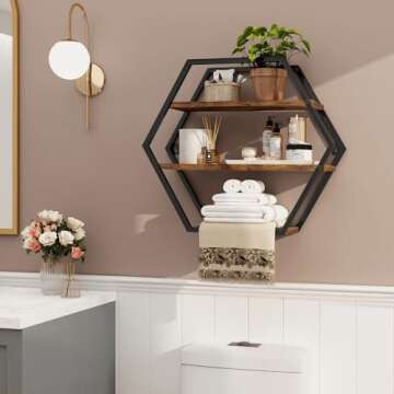 BCOZLUX Hexagon Shelves for Wall, Hexagon Floating Shelves, Decorative Geometric Shelf for Wall Deco...