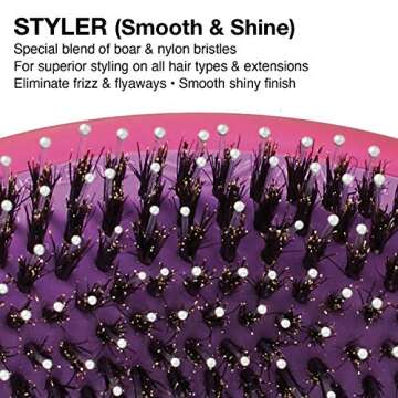 Olivia Garden OG Brush Styler, To Smooth and add Shine, All hair Types, removable cushion for easy c...