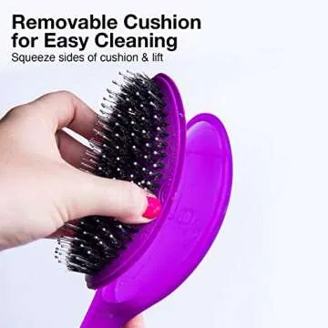 Olivia Garden OG Brush Styler, To Smooth and add Shine, All hair Types, removable cushion for easy cleaning, scalp hugging for scalp massage, gentle, for women, men and children, Pink