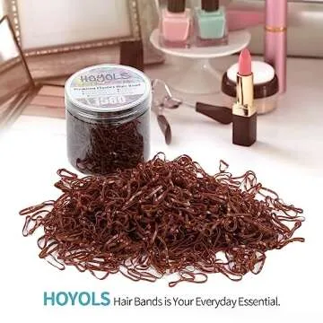 HOYOLS Brown Hair Ties Elastic Bands Small Rubber Bands for Girls Women No Damage Mini Stretchy Ponytail Holders Tiny Hairtie for Fine Thin to Medium 1500pcs TPU (Brown)