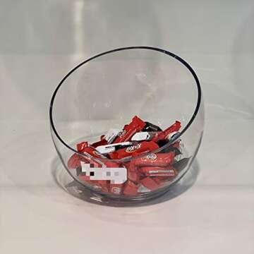 WGV Slant Cut Bowl Glass Vase, Width 9", Height 8.25", Clear Terrarium, Candy Dish, Fruit Jar, Floral Container for Wedding Party Event, Home Office Decor, 1 Piece