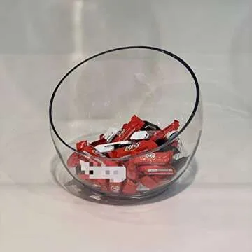 WGV Slant Cut Bowl Glass Vase, Width 9", Height 8.25", Clear Terrarium, Candy Dish, Fruit Jar, Floral Container for Wedding Party Event, Home Office Decor, 1 Piece