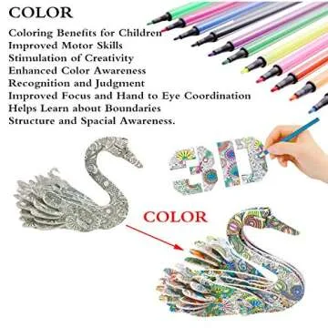 KAZOKU Crafts for Girls Ages 8-12 3D Coloring Puzzles Toys 4 Animals Puzzles with 12 Pen Markers Cre...