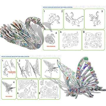 KAZOKU Crafts for Girls Ages 8-12 3D Coloring Puzzles Toys 4 Animals Puzzles with 12 Pen Markers Creative Arts and Crafts Kits for Kids Ages 8 9 10 11 12 Birthday Children's Day for Grils Boys