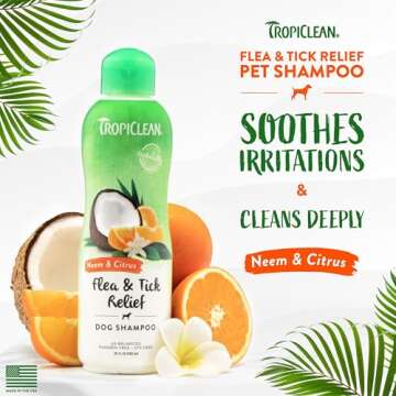 TropiClean Citrus Flea & Tick Shampoo for Dogs, Soothing Bite Relief, Citrus & Neem Scent, Made in t...