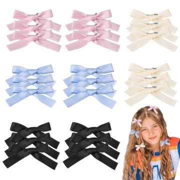Waimemoya 24 PCS Satin Bow Alligator Hair Clips - Mini Bowknot Hair Barrettes for Girls, Kids' Cute ...