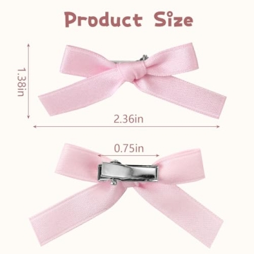 Waimemoya 24 Pcs Satin Bow Clips for Girls and Kids