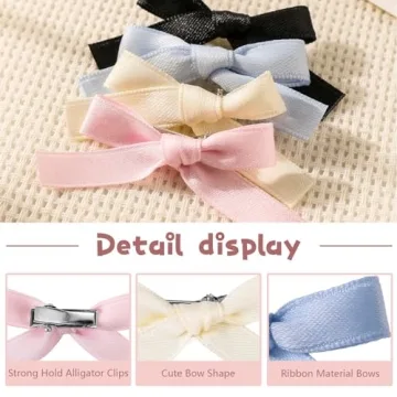 Waimemoya 24 Pcs Satin Bow Clips for Girls and Kids