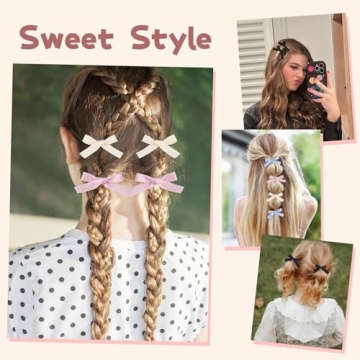Waimemoya 24 Pcs Satin Bow Clips for Girls and Kids