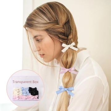 Waimemoya 24 Pcs Satin Bow Clips for Girls and Kids