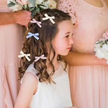 Waimemoya 24 Pcs Satin Bow Clips for Girls and Kids