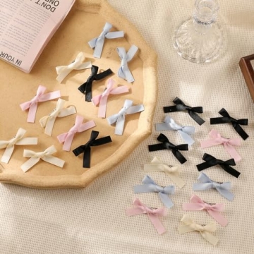 Waimemoya 24 Pcs Satin Bow Clips for Girls and Kids