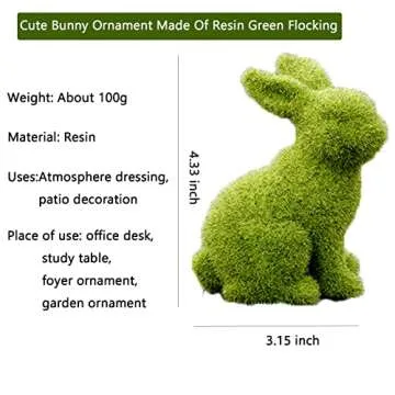 XMSJXH Easter Moss Bunny Flocked Furry Rabbit Statue Figurine 2Set Indoor Table Home, Kitchen, Garden,Halloween Christmas (SitStand-Sets)