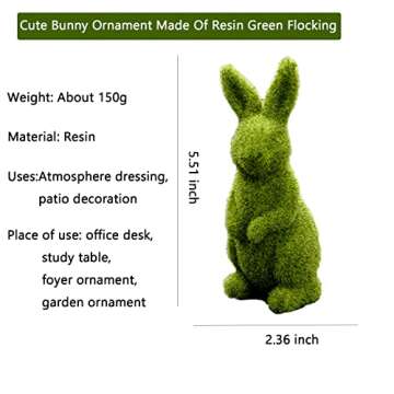XMSJXH Easter Moss Bunny Flocked Furry Rabbit Statue Figurine 2Set Indoor Table Home, Kitchen, Garden,Halloween Christmas (SitStand-Sets)