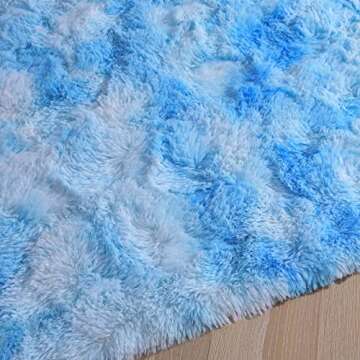 DweIke Fluffy Modern Area Rugs - Plush & Non-Slip Blue Rug
