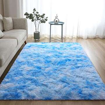 DweIke Fluffy Modern Area Rugs - Plush & Non-Slip Blue Rug