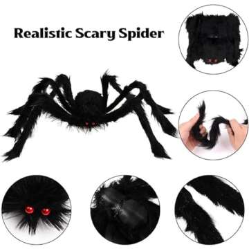 YYLNKDFC Halloween Decorations Outdoor 5m/196inches Triangular cobweb/125cm/49.2inches Giant Spiders,20 Little Spiders. Halloween Decor for Home Outside Yard Costumes Party Haunted House Garden Lawn