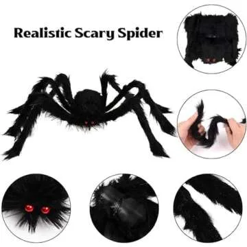 YYLNKDFC Halloween Decorations Outdoor 5m/196inches Triangular cobweb/125cm/49.2inches Giant Spiders,20 Little Spiders. Halloween Decor for Home Outside Yard Costumes Party Haunted House Garden Lawn