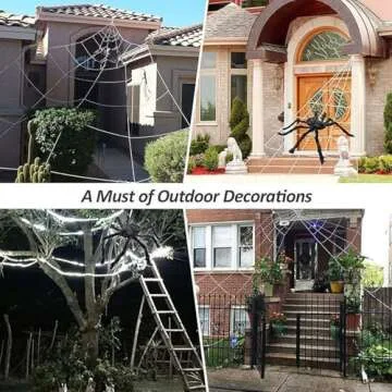 YYLNKDFC Halloween Decorations Outdoor 5m/196inches Triangular cobweb/125cm/49.2inches Giant Spiders,20 Little Spiders. Halloween Decor for Home Outside Yard Costumes Party Haunted House Garden Lawn