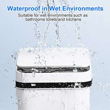 Anborry Bathroom Smart Touchless Trash Can 2.2 Gallon Automatic Motion Sensor Rubbish Can with Lid E...